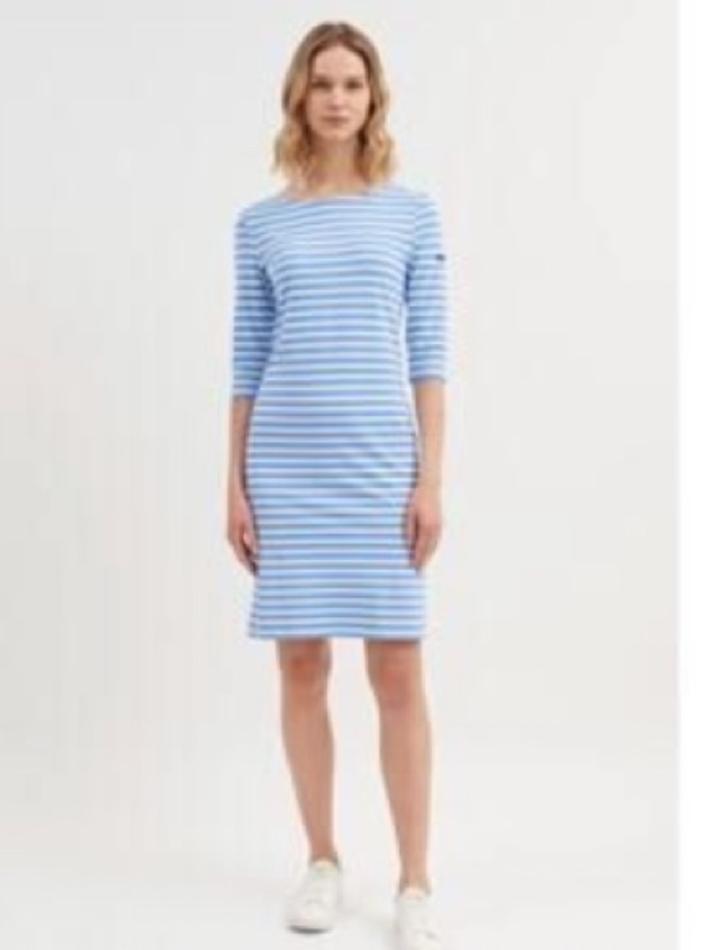 Saint James Propriano UV Fabric Blue and White Striped Midi Dress